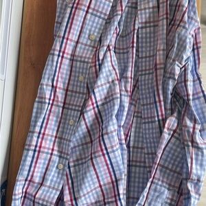 Men's Blue and Red Plaid Shirt